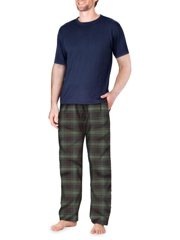 SLEEPHERO 2-Piece T Shirt & Plaid Pants Pajama Set